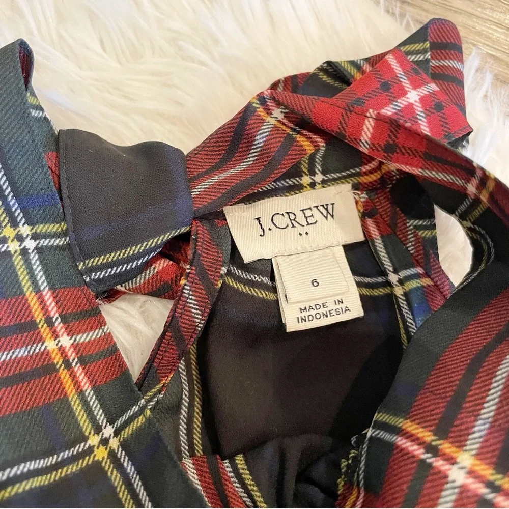 J.Crew Halter Top Stewart Tartan Plaid Bow Tie Back Holiday 6 Christmas